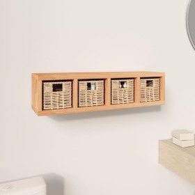 Wall shelf with baskets solid walnut wood 62x18x16 cm by vidaXL, Shelves and shelves - Ref: Foro24-350370, Price: 58,82 €, Di...