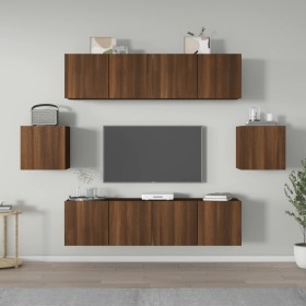 TV furniture set 6 pieces brown oak plywood by vidaXL, TV Furniture - Ref: Foro24-3120268, Price: 174,99 €, Discount: %