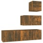 TV furniture set 4 pieces smoked oak plywood by vidaXL, TV Furniture - Ref: Foro24-3120317, Price: 123,26 €, Discount: %