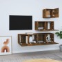 TV furniture set 4 pieces smoked oak plywood by vidaXL, TV Furniture - Ref: Foro24-3120317, Price: 123,26 €, Discount: %