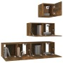 TV furniture set 4 pieces smoked oak plywood by vidaXL, TV Furniture - Ref: Foro24-3120317, Price: 123,26 €, Discount: %