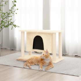 Rascador para gatos con postes de sisal color crema 50 cm de vidaXL, Mobiliario para gatos - Ref: Foro24-171657, Precio: 49,9...