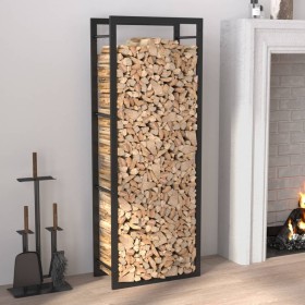 Matte black steel firewood rack 50x28x132 cm by vidaXL, Firewood bags and holders - Ref: Foro24-350306, Price: 40,99 €, Disco...