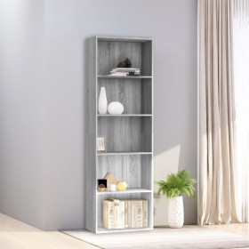 5-level gray plywood bookshelf 60x30x189 cm by vidaXL, Bookcases and shelves - Ref: Foro24-815400, Price: 95,53 €, Discount: %