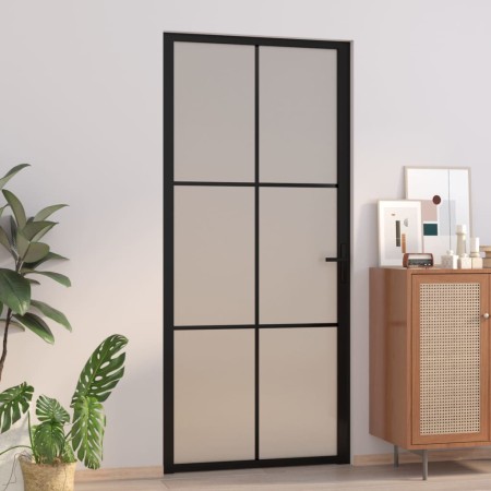 Matte black glass and aluminum interior door 93x201.5 cm by vidaXL, Doors for the home - Ref: Foro24-350558, Price: 174,99 €,...