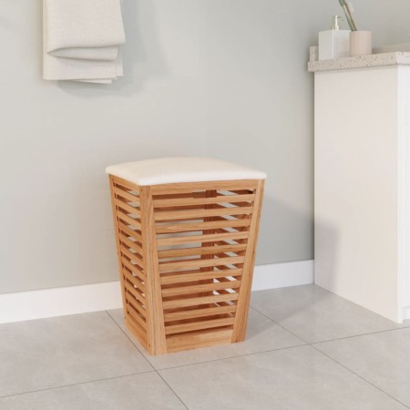 Taburete de baño madera maciza de nogal 40,5x40,5x56 cm de vidaXL, Cestas para ropa - Ref: Foro24-350352, Precio: 76,13 €, De...