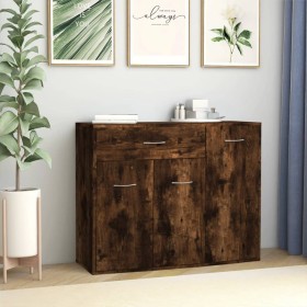 Aparador madera contrachapada color roble ahumado 88x30x70 cm de vidaXL, Aparadores - Ref: Foro24-815366, Precio: 89,30 €, De...