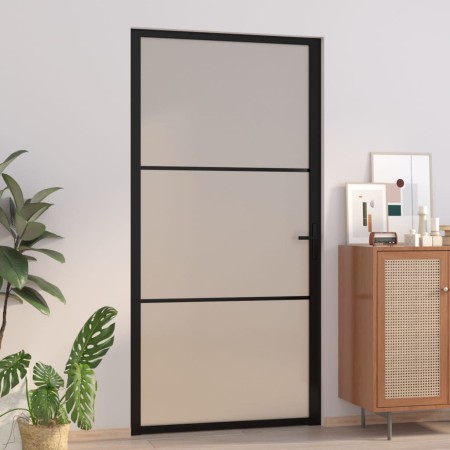 Puerta interior de vidrio y aluminio negro mate 102,5x201,5 cm de vidaXL, Puertas para el hogar - Ref: Foro24-350555, Precio:...