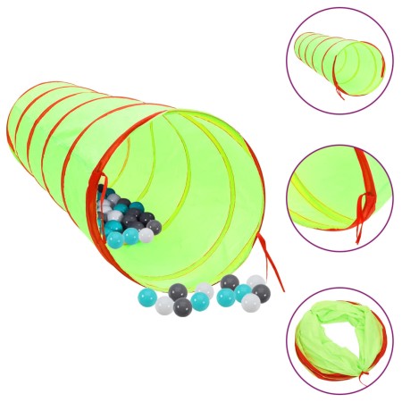 Túnel de juegos para niños con 250 bolas poliéster verde 175 cm de vidaXL, Tiendas y túneles de juego - Ref: Foro24-3107758, ...