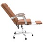 Silla de oficina reclinable cuero sintético marrón de vidaXL, Sillas de oficina - Ref: Foro24-349654, Precio: 94,78 €, Descue...