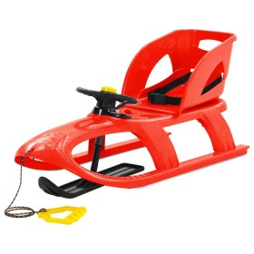 Sled with red polypropylene seat and steering wheel 102.5x40x23 cm by vidaXL, Sleighs - Ref: Foro24-93728, Price: 93,04 €, Di...