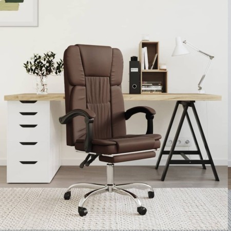 Silla de oficina reclinable cuero sintético marrón de vidaXL, Sillas de oficina - Ref: Foro24-349620, Precio: 89,99 €, Descue...