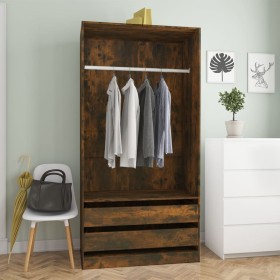 Smoked oak plywood cabinet 100x50x200 cm by vidaXL, Wardrobes - Ref: Foro24-815345, Price: 184,49 €, Discount: %