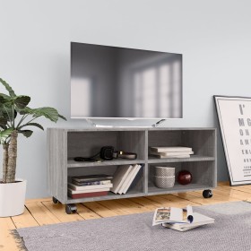 Mueble de TV con ruedas madera contrachapada gris 90x35x35 cm de vidaXL, Muebles TV - Ref: Foro24-815259, Precio: 64,99 €, De...