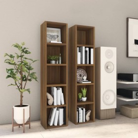 CD shelf 2 pcs oak brown wood 21x16x93.5 cm by vidaXL, CD and DVD storage - Ref: Foro24-815320, Price: 41,87 €, Discount: %