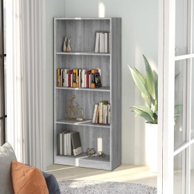 Sonoma gray plywood 4-tier shelving unit 60x24x142 cm by vidaXL, Bookcases and shelves - Ref: Foro24-815430, Price: 59,99 €, ...