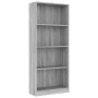 Sonoma gray plywood 4-tier shelving unit 60x24x142 cm by vidaXL, Bookcases and shelves - Ref: Foro24-815430, Price: 60,98 €, ...