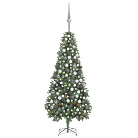 Frosted Christmas tree with lights, balls and pine cones 210 cm by vidaXL, Christmas trees - Ref: Foro24-3077894, Price: 114,...