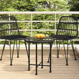 Mesa de comedor de vidrio templado y acero negro Ø50 cm de vidaXL, Mesas de jardín - Ref: Foro24-319433, Precio: 47,64 €, Des...