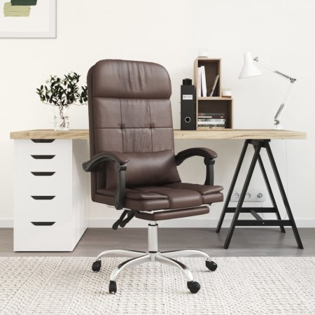 Silla de oficina reclinable masaje cuero sintético marrón de vidaXL, Sillas de oficina - Ref: Foro24-349708, Precio: 103,83 €...