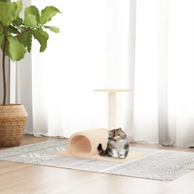 Poste rascador para gatos con túnel crema 60x34,5x50 cm de vidaXL, Mobiliario para gatos - Ref: Foro24-171696, Precio: 27,06 ...