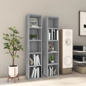 CD shelf 2 units gray Sonoma wood 21x16x93.5 cm by vidaXL, CD and DVD storage - Ref: Foro24-815319, Price: 39,99 €, Discount: %