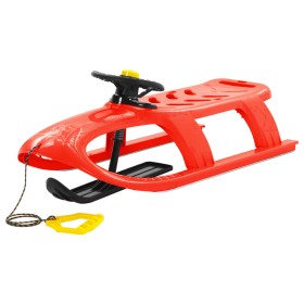 Red polypropylene sled with steering wheel 102.5x40x23 cm by vidaXL, Sleighs - Ref: Foro24-93725, Price: 67,99 €, Discount: %