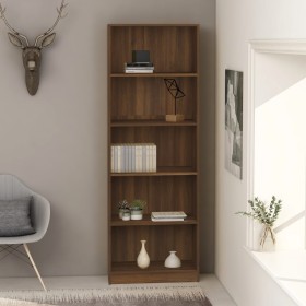 5-tier oak brown plywood shelf 60x24x175 cm by vidaXL, Bookcases and shelves - Ref: Foro24-815434, Price: 103,26 €, Discount: %