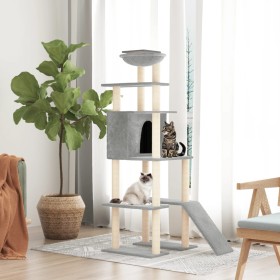 Cat scratching post with light gray sisal posts 166 cm by vidaXL, Cat furniture - Ref: Foro24-171682, Price: 74,23 €, Discoun...