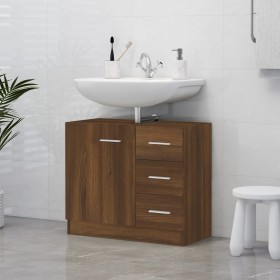 Mueble de lavabo madera contrachapada marrón roble 63x30x54 cm de vidaXL, Muebles de baño - Ref: Foro24-815632, Precio: 57,99...