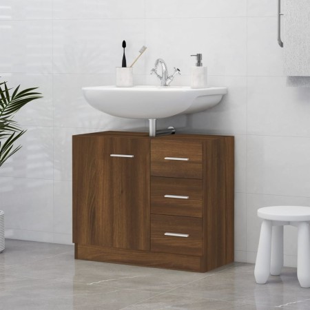 Oak brown plywood washbasin cabinet 63x30x54 cm by vidaXL, Bathroom furniture - Ref: Foro24-815632, Price: 57,95 €, Discount: %