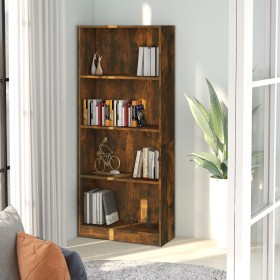 4-stufiges Regal aus geräuchertem Eichenholz, 60 x 24 x 142 cm von vidaXL, Bücherregale und Regale - Ref: Foro24-815429, Prei...