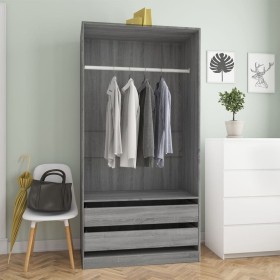 Armario de madera contrachapada gris Sonoma 100x50x200 cm de vidaXL, Armarios roperos - Ref: Foro24-815346, Precio: 186,82 €,...