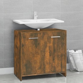 Armario de baño madera contrachapada roble ahumado 60x33x60 cm de vidaXL, Muebles de baño - Ref: Foro24-815525, Precio: 39,99...