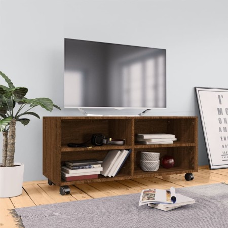 TV stand with wheels made of oak plywood in brown, measuring 90x35x35 cm. by vidaXL, TV Furniture - Ref: Foro24-815260, Price...