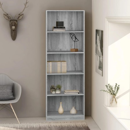 Sonoma gray plywood 5-tier shelving unit 60x24x175 cm by vidaXL, Bookcases and shelves - Ref: Foro24-815433, Price: 85,44 €, ...