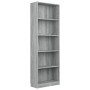 Sonoma gray plywood 5-tier shelving unit 60x24x175 cm by vidaXL, Bookcases and shelves - Ref: Foro24-815433, Price: 85,44 €, ...