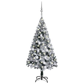 Árbol de Navidad delgado con luces y bolas verde 120 cm de vidaXL, Arboles de navidad - Ref: Foro24-3077914, Precio: 67,60 €,...