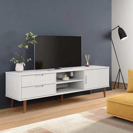 TV-Schrank MOLDE aus massivem weißem Kiefernholz 158x40x49 cm von vidaXL, TV-Möbel - Ref: Foro24-350535, Preis: 168,17 €, Rab...