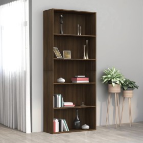 Brown oak plywood 5-shelf shelf 80x30x189 cm by vidaXL, Bookcases and shelves - Ref: Foro24-815404, Price: 135,96 €, Discount: %