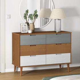 MOLDE bedside table solid brown pine wood 113x40x80 cm by vidaXL, Drawers - Ref: Foro24-350507, Price: 196,18 €, Discount: %