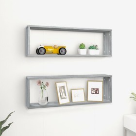 Cubic wall shelf 2 units gray Sonoma wood 80x15x26.5cm by vidaXL, Shelves and shelves - Ref: Foro24-815918, Price: 33,99 €, D...