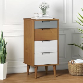 Solid pine wood bedside table MOLDE in brown, measuring 40x35x82 cm. by vidaXL, Drawers - Ref: Foro24-350501, Price: 106,98 €...