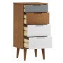 Solid pine wood bedside table MOLDE in brown, measuring 40x35x82 cm. by vidaXL, Drawers - Ref: Foro24-350501, Price: 115,24 €...