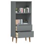 Librería MOLDE madera maciza de pino gris 60x35x133,5 cm de vidaXL, Librerías y estanterías - Ref: Foro24-350539, Precio: 95,...