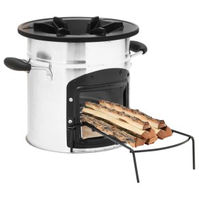 Cocina leña camping acero inoxidable plateado 45,5x33x25,5 cm de vidaXL, Chimeneas - Ref: Foro24-319440, Precio: 93,42 €, Des...