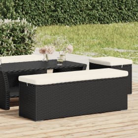 Banco otomana con cojín ratán sintético negro 110x30x40 cm de vidaXL, Bancos de jardín - Ref: Foro24-319396, Precio: 88,99 €,...