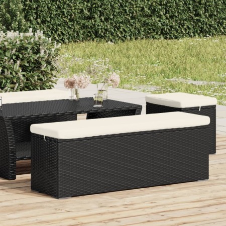 Banco otomana con cojín ratán sintético negro 110x30x40 cm de vidaXL, Bancos de jardín - Ref: Foro24-319396, Precio: 93,88 €,...