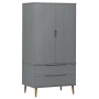 MOLDE wardrobe solid gray pine wood 90x55x175 cm by vidaXL, Wardrobes - Ref: Foro24-350524, Price: 339,48 €, Discount: %