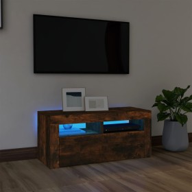 Mueble de TV con luces LED roble ahumado 90x35x40 cm de vidaXL, Muebles TV - Ref: Foro24-815690, Precio: 56,24 €, Descuento: %